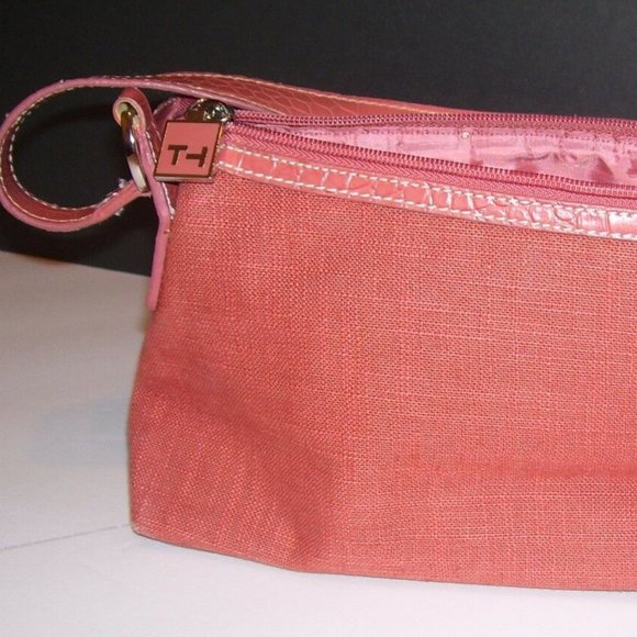 Tommy Hilfiger T H Orange Canvas Handbag Purse - Picture 8 of 8